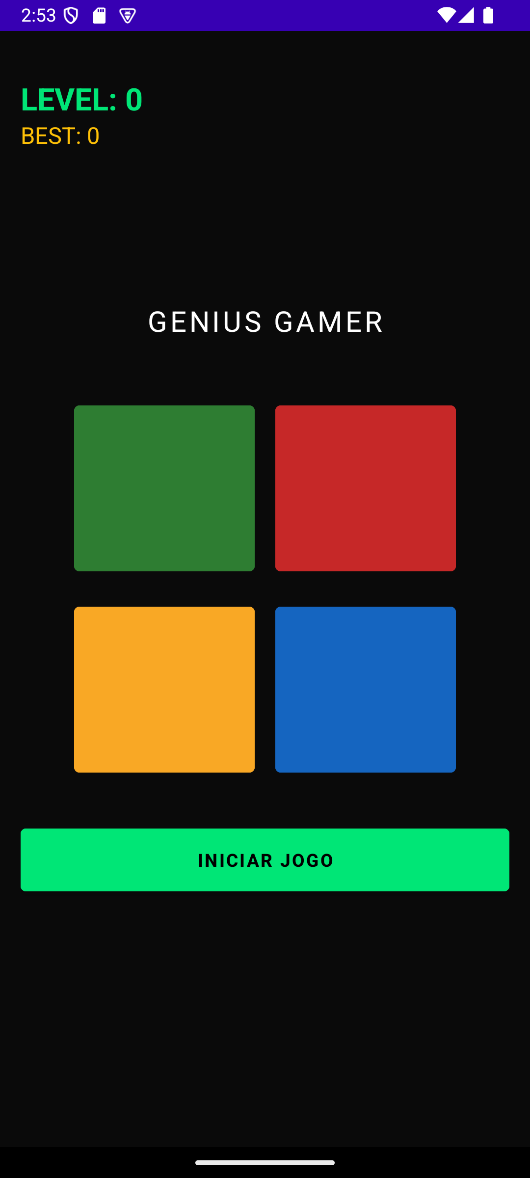 Tela inicial do Genius Gamer