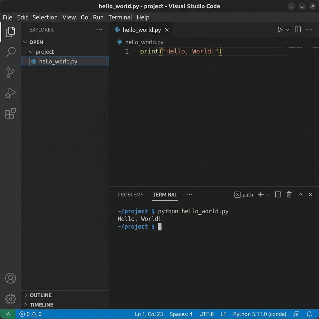 Hello World no VSCode