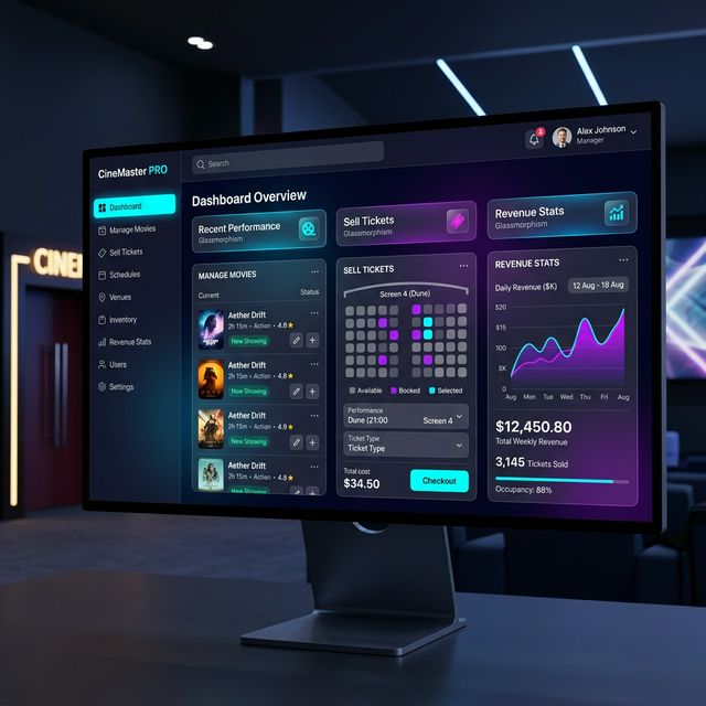Exemplo de Alta Fidelidade: dashboard de um sistema de cinema