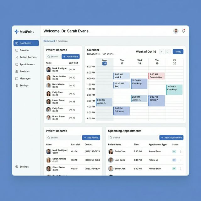 Exemplo de Alta Fidelidade: dashboard de um sistema de clínica